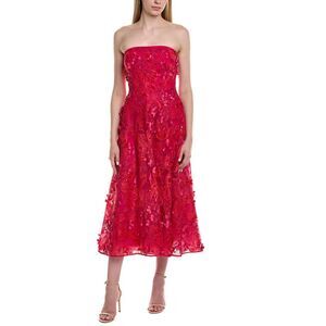Teri Jon By Rickie Freeman Womens Sleeveless Midi Dress, Red